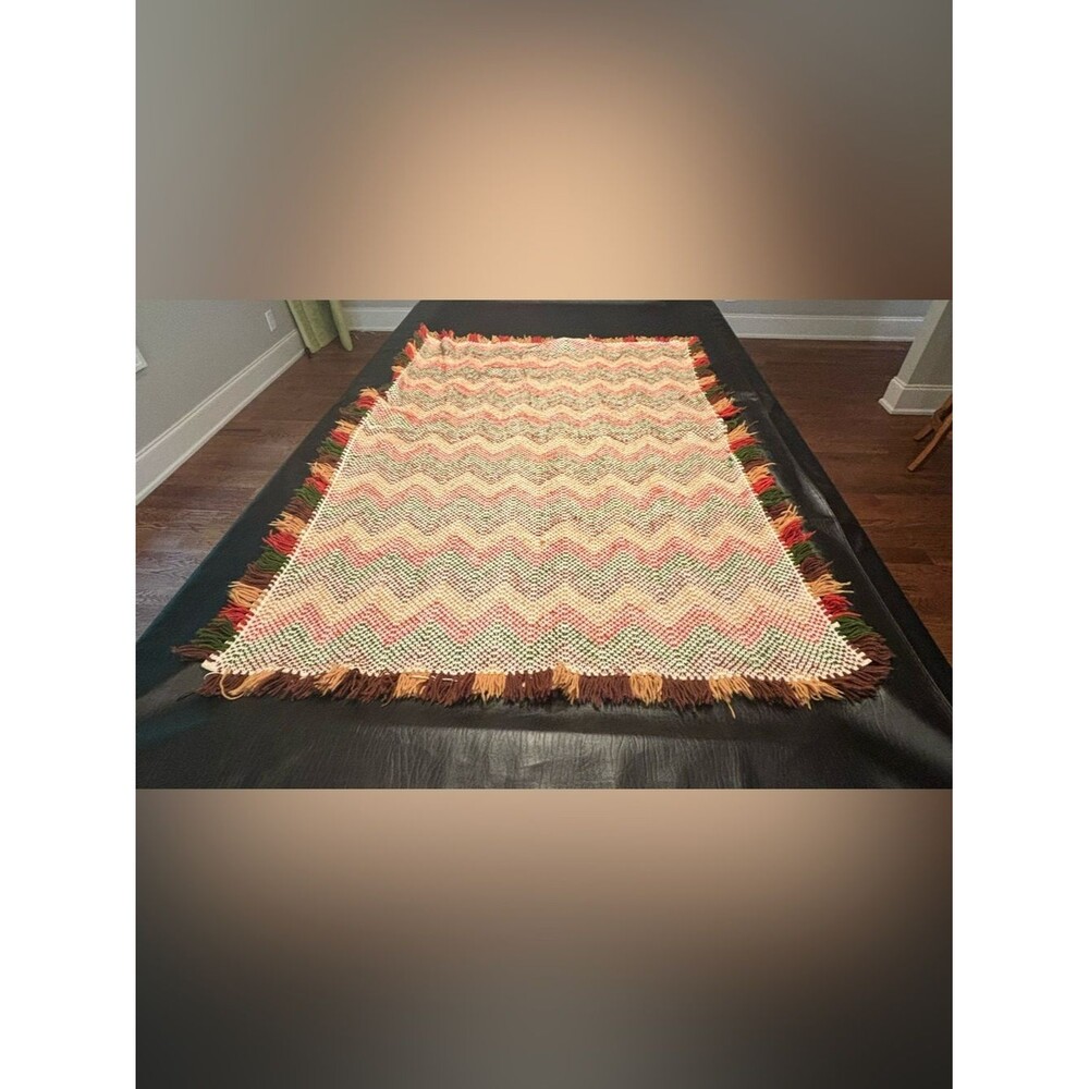 Vintage Handmade Chevron Throw Blanket